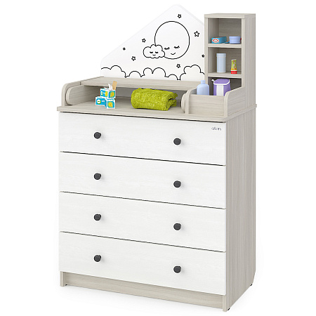 Комод Сириус "ALF" 804 ЛДСП трансформер с шариковыми направляющими (в компл.2 упак.) (бодега светлый-белый)