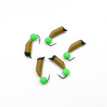 Мормышка вольф. безнасадочная "ЯМАН" Ручейник №7, d-2.5 мм, L-9.5 мм, вес 0,95 гр., фц. зеленый шар,