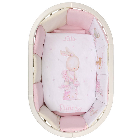 Комплект в кроватку 6 предм. "Доброй ночи" (подушечки), поплин, цифровая печать (зайка с пионом NEW)