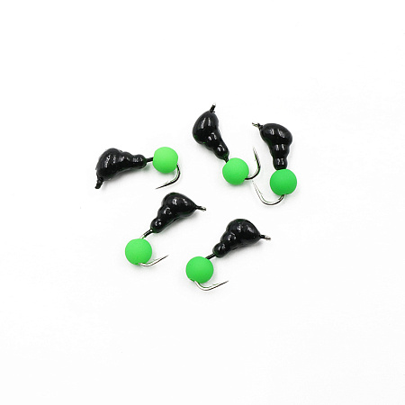 Мормышка безнасадочная ЯМАН "Муравей с ушком", вес 0,6 г, шарик зеленый неон (уп. 5 шт.)