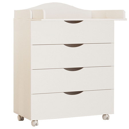 Комод VICTORIA 800/4 с откидным пеленальным столиком, ЛДСП (белый-дуб)