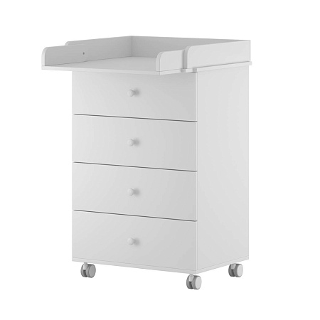 Комод NOVA 600/4 с легкосъемным откидным пеленальным столиком, ЛДСП (белый-дуб)