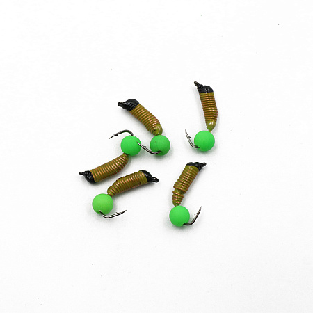 Мормышка вольф. безнасадочная "ЯМАН" Ручейник №3, d-1.5 мм, L-8.5 мм, вес 0,45 гр., фц. зеленый шар,