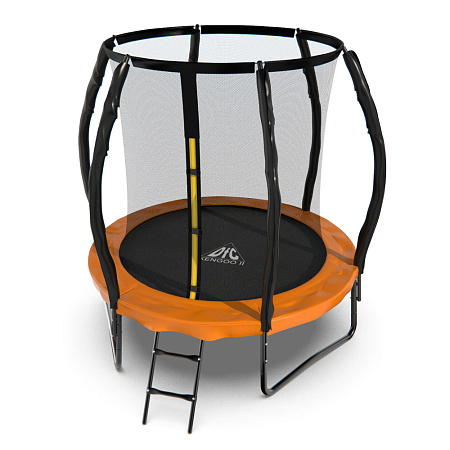 Батут DFC KENGOO II 6ft внутр.сетка, лестница, оранж/черн (183см)