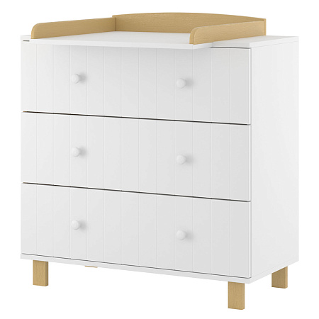 Комод RONNIE 800/3 со съемным пеленальным столиком, МДФ (белый-дуб)