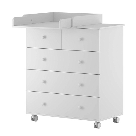 Комод NOVA 800/5 с легкосъемным откидным пеленальным столиком, ЛДСП (белый-дуб)