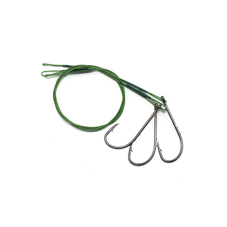 Поводок стальной NAMAZU Leader 1х7 Nylon Coated Green, d-0,39 мм, L-30 см, с одинарным крючком 92247