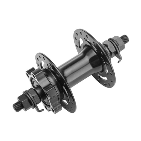 Втулка передняя MY-314FD 32H 3/8"х100х140мм под диск 6 болт, гайки, сталь/алюм чёрн./130302