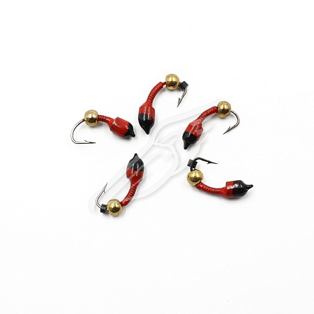 Мормышка вольф. безнасадочная "ЯМАН" Лесотка №3, d-3 мм, L-8 мм, вес 0,75 г, латунный шар, цв. красн