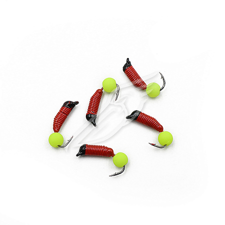 Мормышка вольф. безнасадочная "ЯМАН" Ручейник №3, d-1.5 мм, L-8.5 мм, вес 0,45 гр., фц. желтый шар,