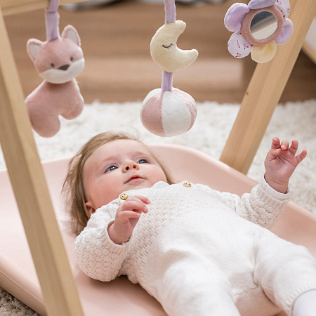 Деревянная стойка-арка Nattou ALICE & POMME Лисичка и Кролик с подвесом 485500