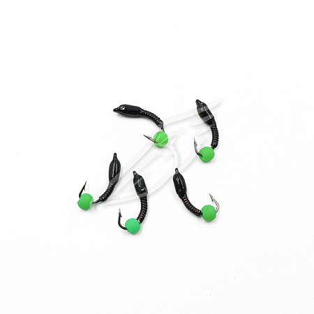 Мормышка вольф. безнасадочная "ЯМАН" Лесотка №3, d-3 мм, L-8 мм, вес 0,60 г, фц. зеленый шар, цв. че