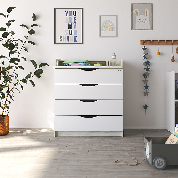 Комод Сириус-2 WOOD 804 ПВХ с шариковыми направляющими (аляска белая)