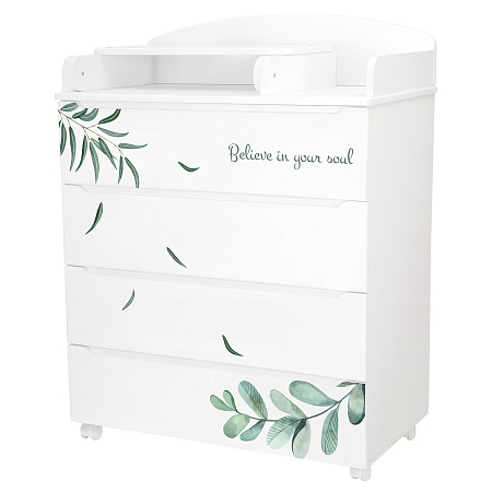 Комод "Indigo "Green Line" с узким пеленальным столиком, ЛДСП, МДФ (травинки)