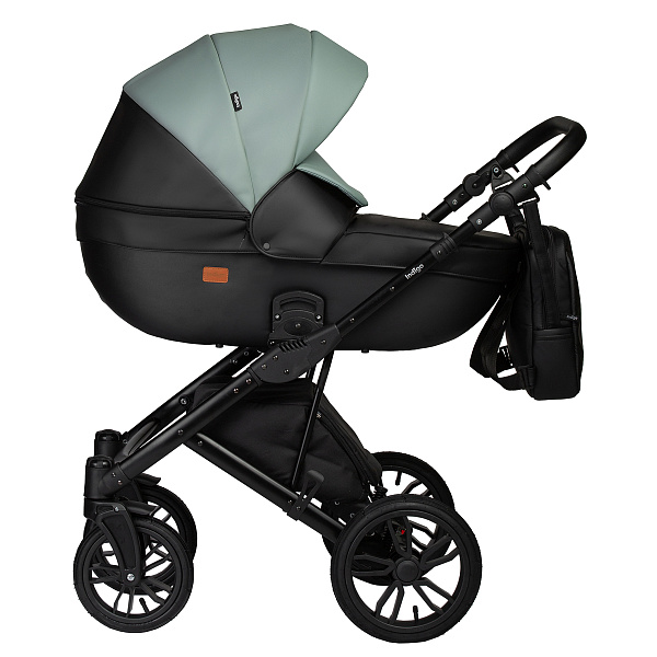 Коляска MIO ECO 2в1 (Indigo) (05 (черная кожа+шалфей кожа))