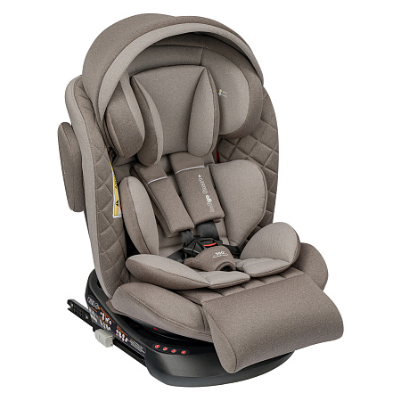 Автокресло Indigo SMART+ ISOFIX, капюшон, подножка, группа 0+1+2+3 (0-36 кг), (LBB) (упак.1 шт.) (бежевый-коричневый)
