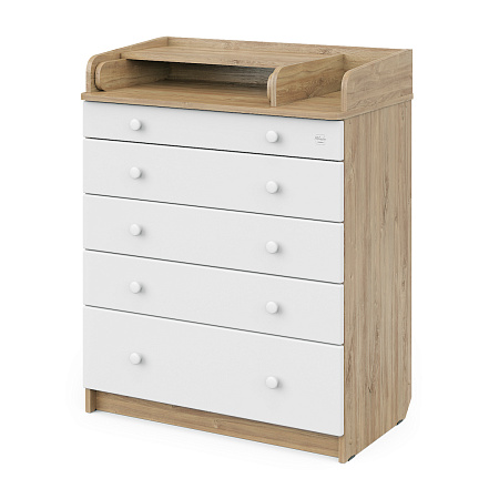 Комод "MAKS" 805 с органайзером, ЛДСП, фасады МДФ с шариковыми направляющими (дуб сонома-белый)