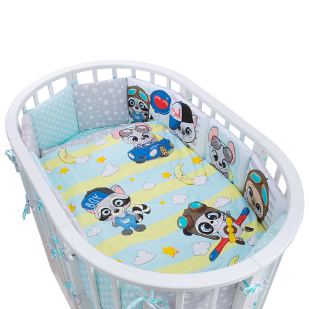 Комплект в кроватку 6 предм. "Малыши" (подушечки), перкаль (Indigo) (совушки)