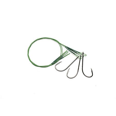 Поводок стальной NAMAZU Leader 1х7 Nylon Coated Green, d-0,42 мм, L-30 см, с одинарным крючком 92247
