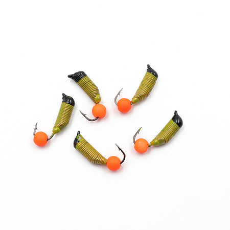 Мормышка вольф. безнасадочная "ЯМАН" Ручейник №7, d-2.5 мм, L-9.5 мм, вес 0,95 гр., фц. красный шар,