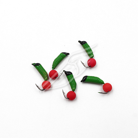 Мормышка вольф. безнасадочная "ЯМАН" Ручейник №3, d-1.5 мм, L-8.5 мм, вес 0,45 гр., фц. красный шар,