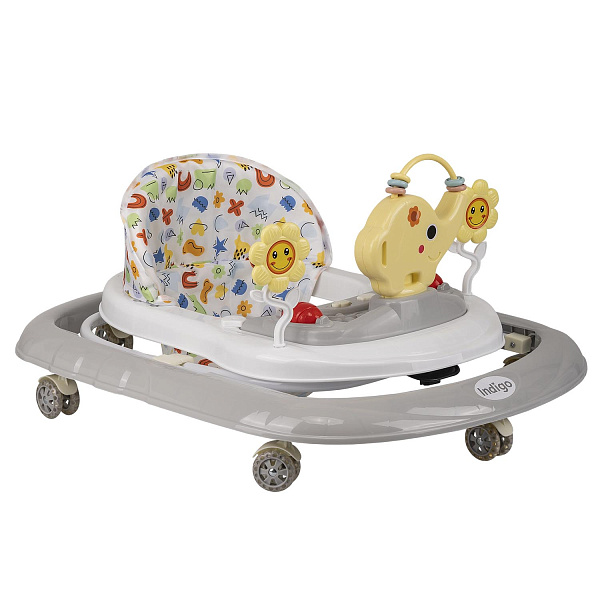 Ходунки &amp;quot;JUMBO C&amp;quot; 6 колес, муз. (упак.7 шт.) (Indigo) (серый)