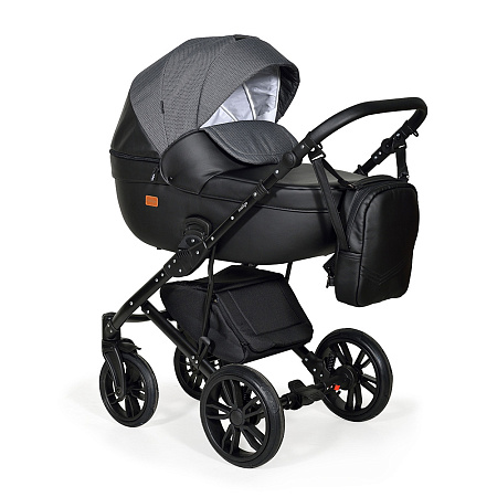 Коляска MIO 2в1 (Indigo) (Mi 07 (черная кожа+черный узор))