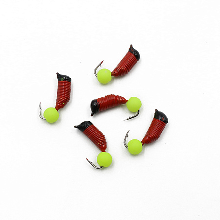 Мормышка вольф. безнасадочная "ЯМАН" Ручейник №6, d-2.5 мм, L-8.5 мм, вес 0,80 гр., фц. желтый шар,