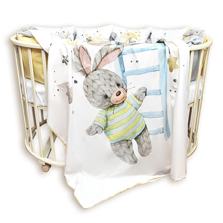 Комплект в кроватку 6 предм. "Лунный зайка", сатин, поплин