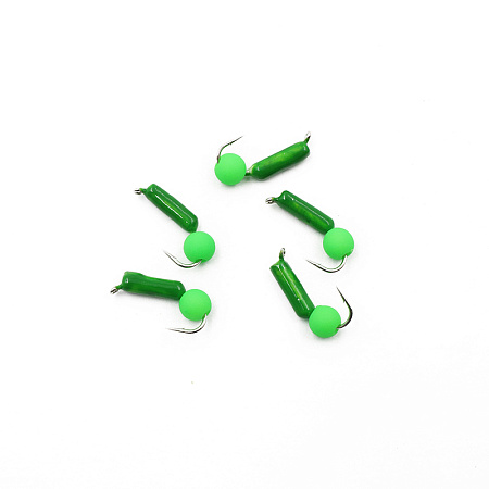 Мормышка безнасадочная ЯМАН "Гвоздешарик" зеленый, d-2 мм, вес 0,45 г, шарик зеленый неон (уп. 5 шт.