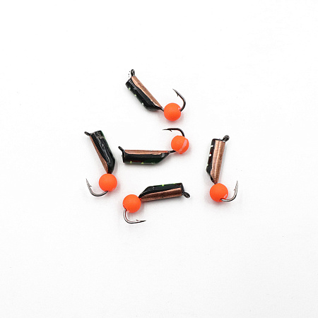 Мормышка вольф. безнасадочная "ЯМАН" Столбик №7, d-2.5 мм, L-9.5 мм, вес 0,90 гр., фц. красный шар,