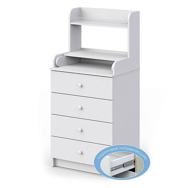 Комод Сириус 604 Полка ЛДСП с шариковыми направляющими (бодега светлый-белый)
