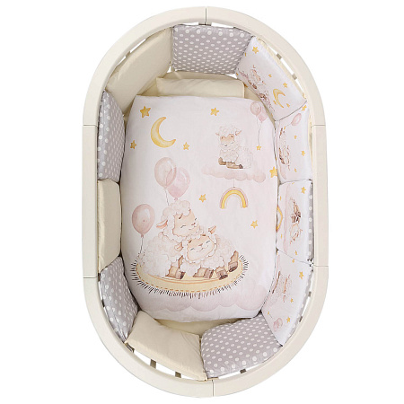 Комплект в кроватку 6 предм. "Доброй ночи" (подушечки), поплин, цифровая печать (зайка с пионом NEW)