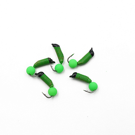 Мормышка вольф. безнасадочная "ЯМАН" Ручейник №3, d-1.5 мм, L-8.5 мм, вес 0,45 гр., фц. зеленый шар,