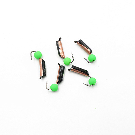 Мормышка вольф. безнасадочная "ЯМАН" Столбик №7, d-2.5 мм, L-9.5 мм, вес 0,90 гр., фц. зеленый шар,