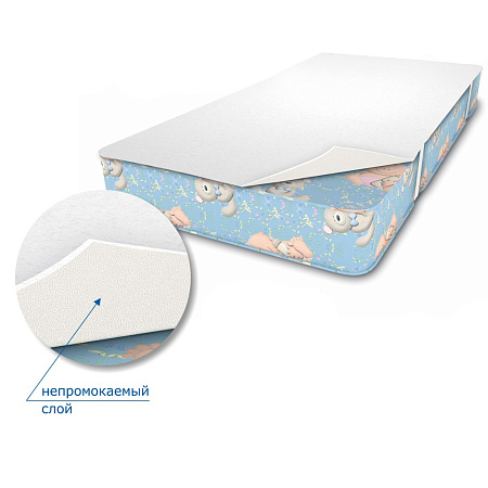 Защитный непромокаемый наматрасник (махра+клеенка) "Машенька" 60*120