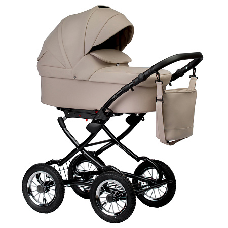 Коляска BARBARA ECO Classic 2в1 (Indigo) (Be 05 (белая кожа))