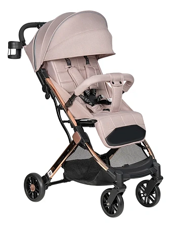 Kоляска детская прогулочная Farfello Comfy Go Comfort Chrome 2024 (Biege Gold Chrome/Бежевый на золоте CG-404)