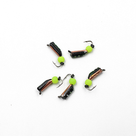 Мормышка вольф. безнасадочная "ЯМАН" Столбик №3, d-2 мм, L-7 мм, вес 0,46 гр., фц. желтый шар, цв. м