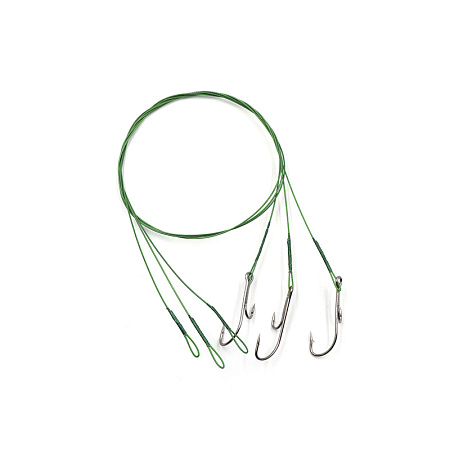 Поводок стальной NAMAZU Leader 1х7 Nylon Coated Green, d-0,48 мм, L-50 см, с живцовым крючком 4715 D