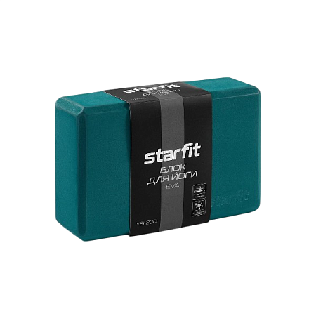 Блок для йоги STARFIT YB-200 EVA, 8 см, 115 гр, 22,5х15 см, изумрудный.