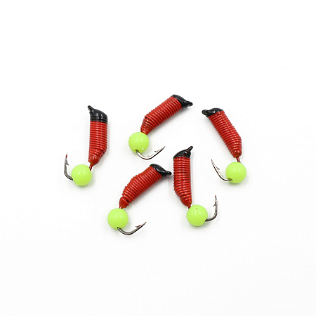 Мормышка вольф. безнасадочная "ЯМАН" Ручейник №5, d-2 мм, L-9.5 мм, вес 0,68 гр., фц. желтый шар, цв