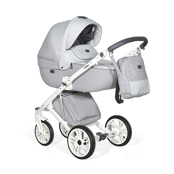 Коляска PORTO 2в1 (Indigo) (Po 08 (черная кожа+черный узор))